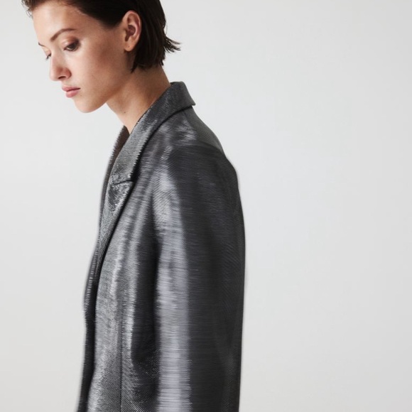 SOLD OUT H&M SHIMMERY METALLIC BLAZER SIZE XS NWT - Picture 6 of 13